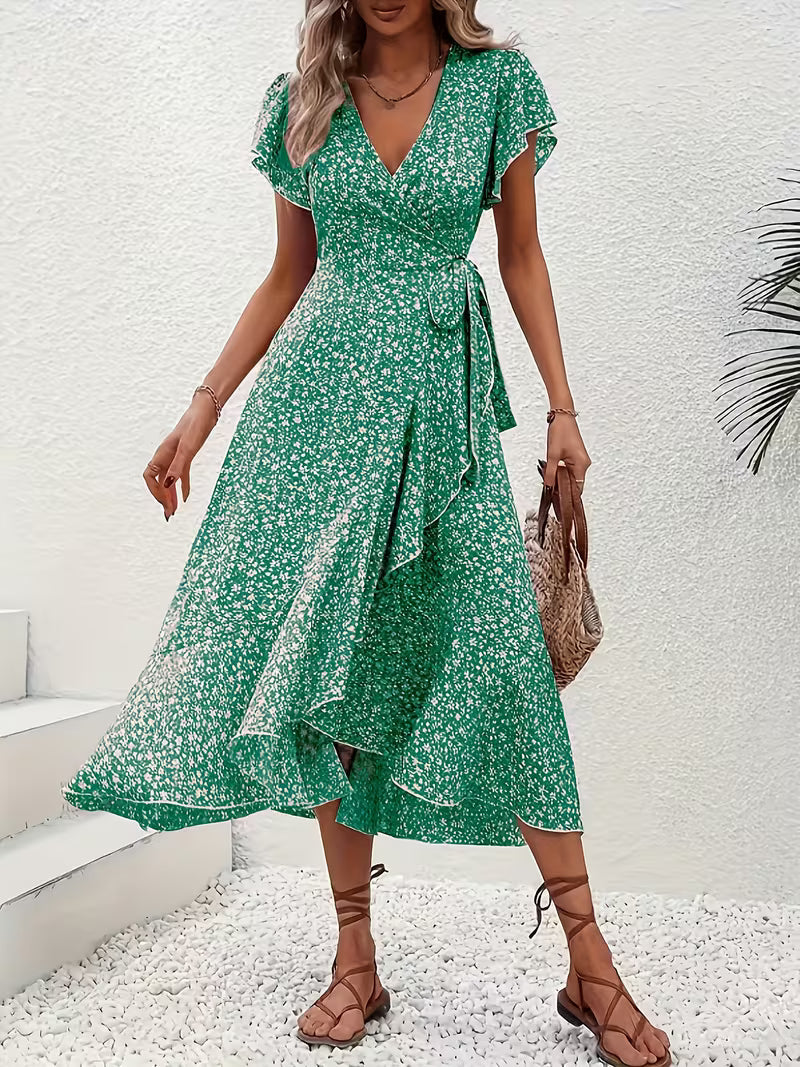 Marta | Vestido floral cruzado con escote en V