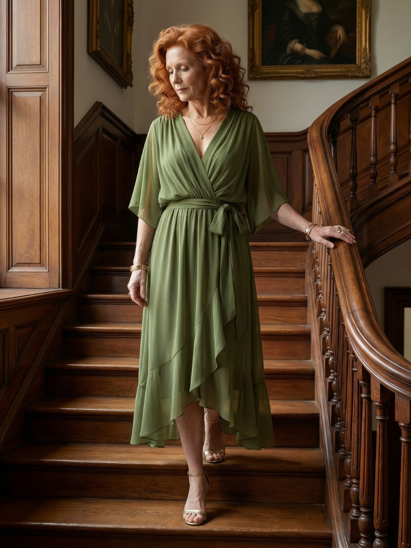 Rosalia | Abito Midi Drappeggiato Leggero