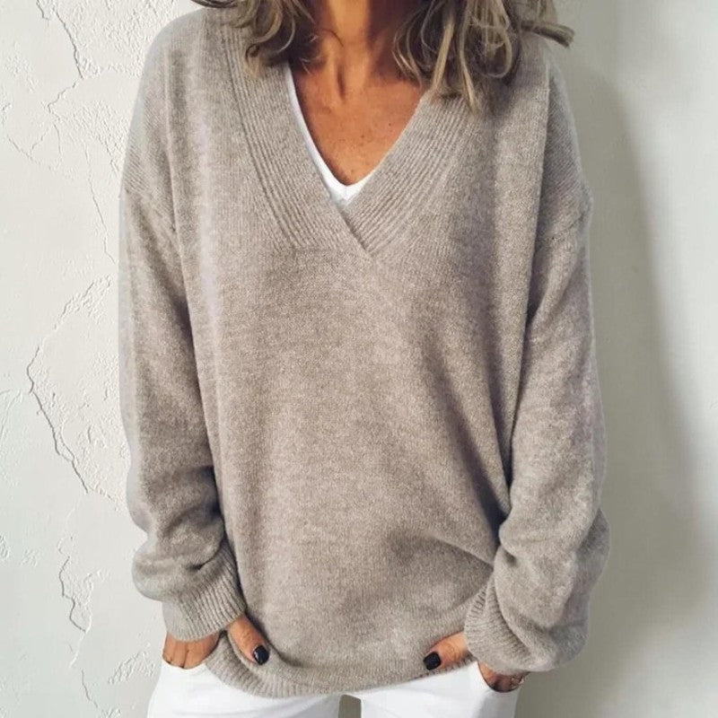 Maglione da donna a maniche lunghe con scollo a V