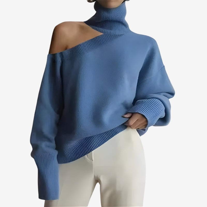 Merel – Maglione a maniche lunghe con collo alto e dettaglio a coste
