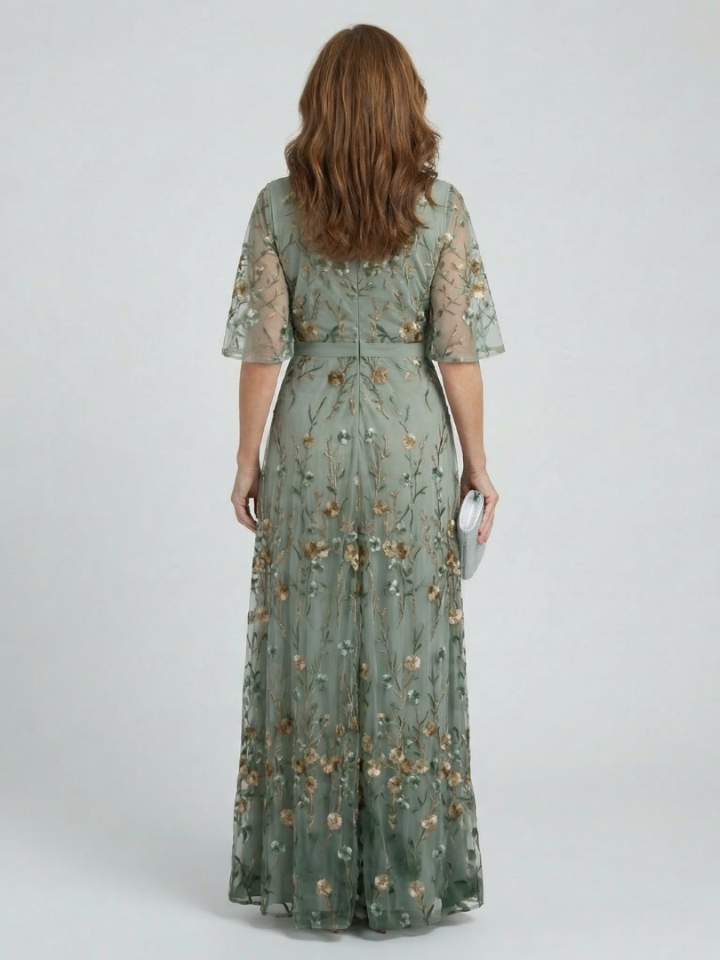 Selora | Abito Maxi Floreale con Scollo All’Americana