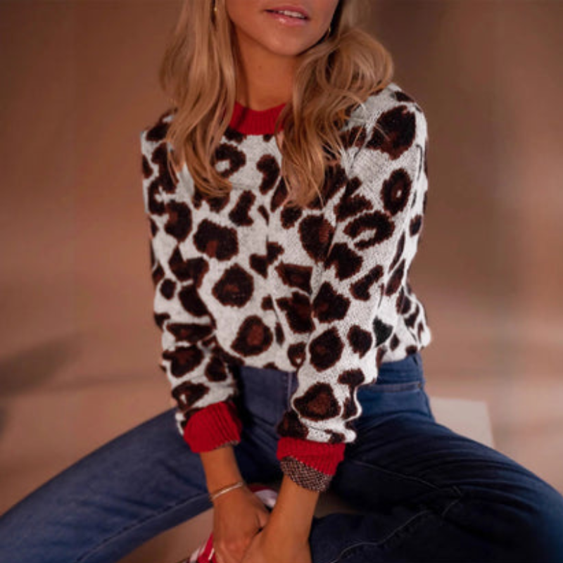Lina - Maglione a maniche lunghe con scollo rotondo e design stampato