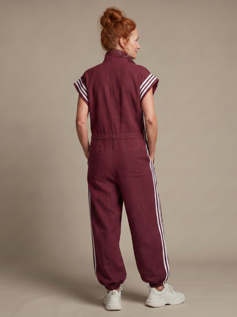 Lara | Tuta con Zip Frontale e Pannelli Laterali a Righe