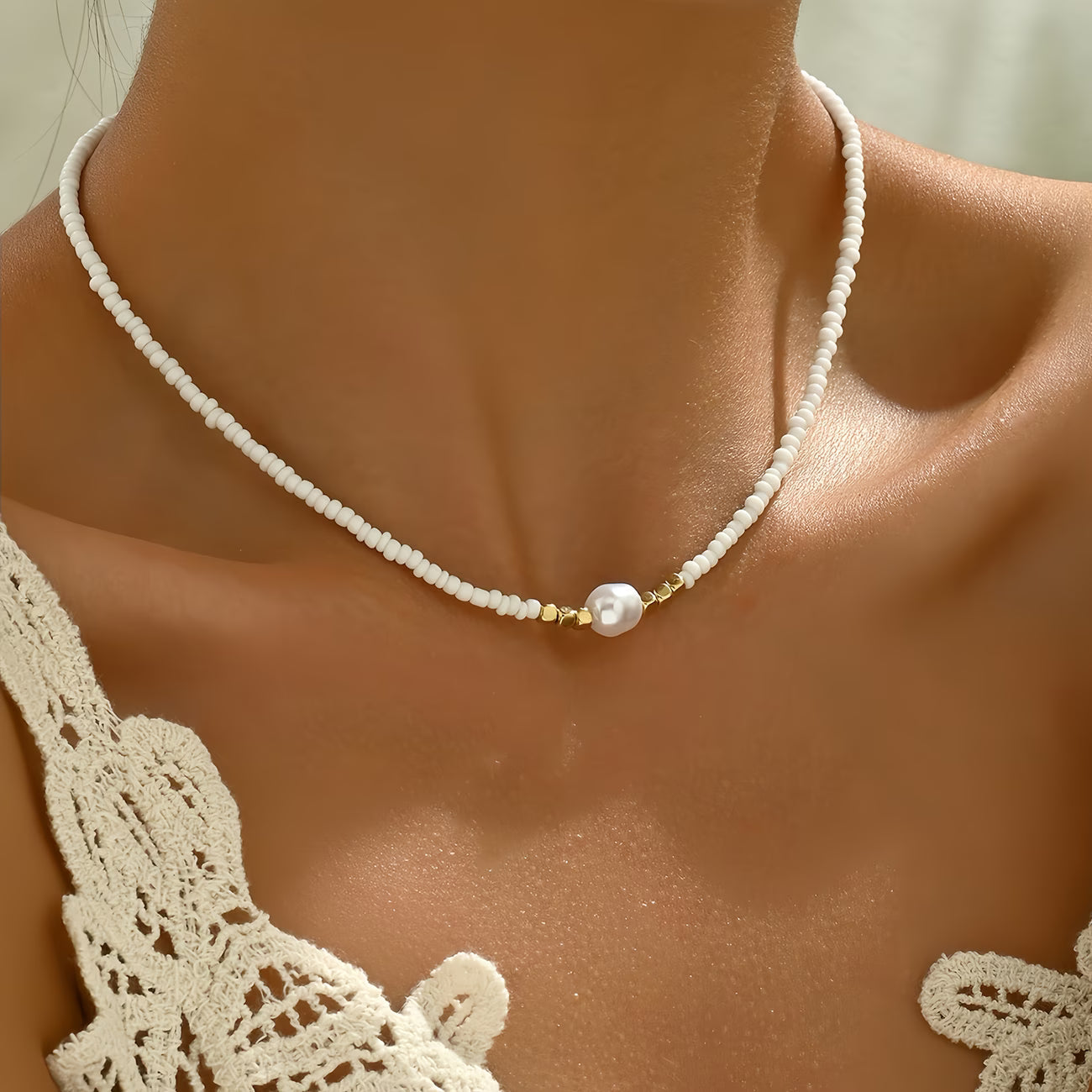 Rosa | Parure di collana con perle