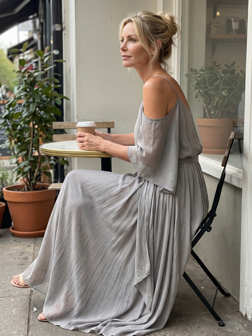 Marisol | Set con Top Drappeggiato a Spalle Scoperte e Pantaloni a Gamba Larga