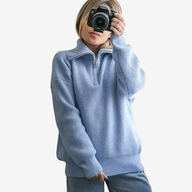 Aria - Maglione con mezza zip e design a righe