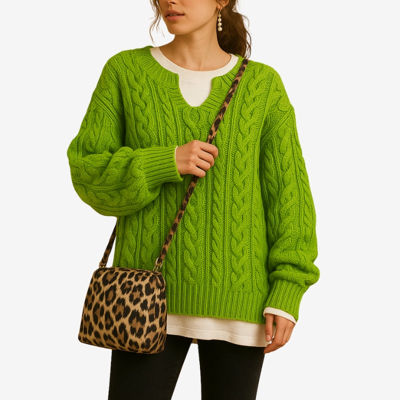 Anya – Maglione a manica lunga con scollo a V e vestibilità ampia