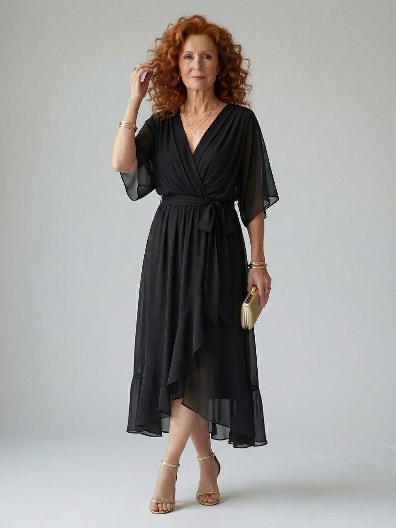 Rosalia | Abito Midi Drappeggiato Leggero