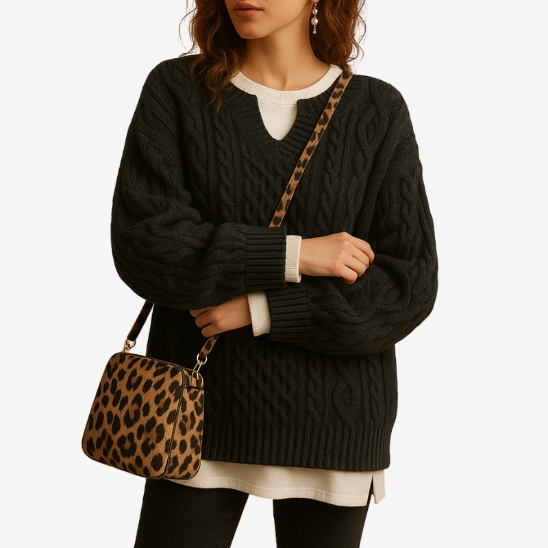 Anya – Maglione a manica lunga con scollo a V e vestibilità ampia