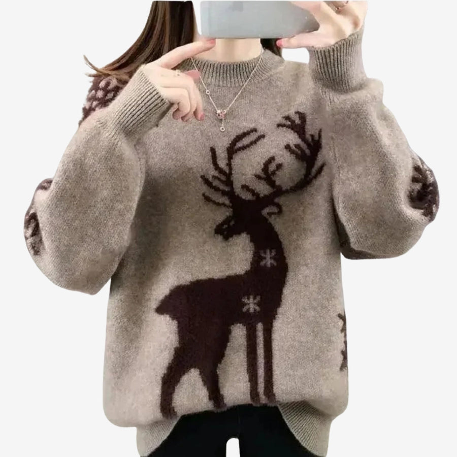 Millie – Maglione stampato a maniche lunghe con scollo rotondo
