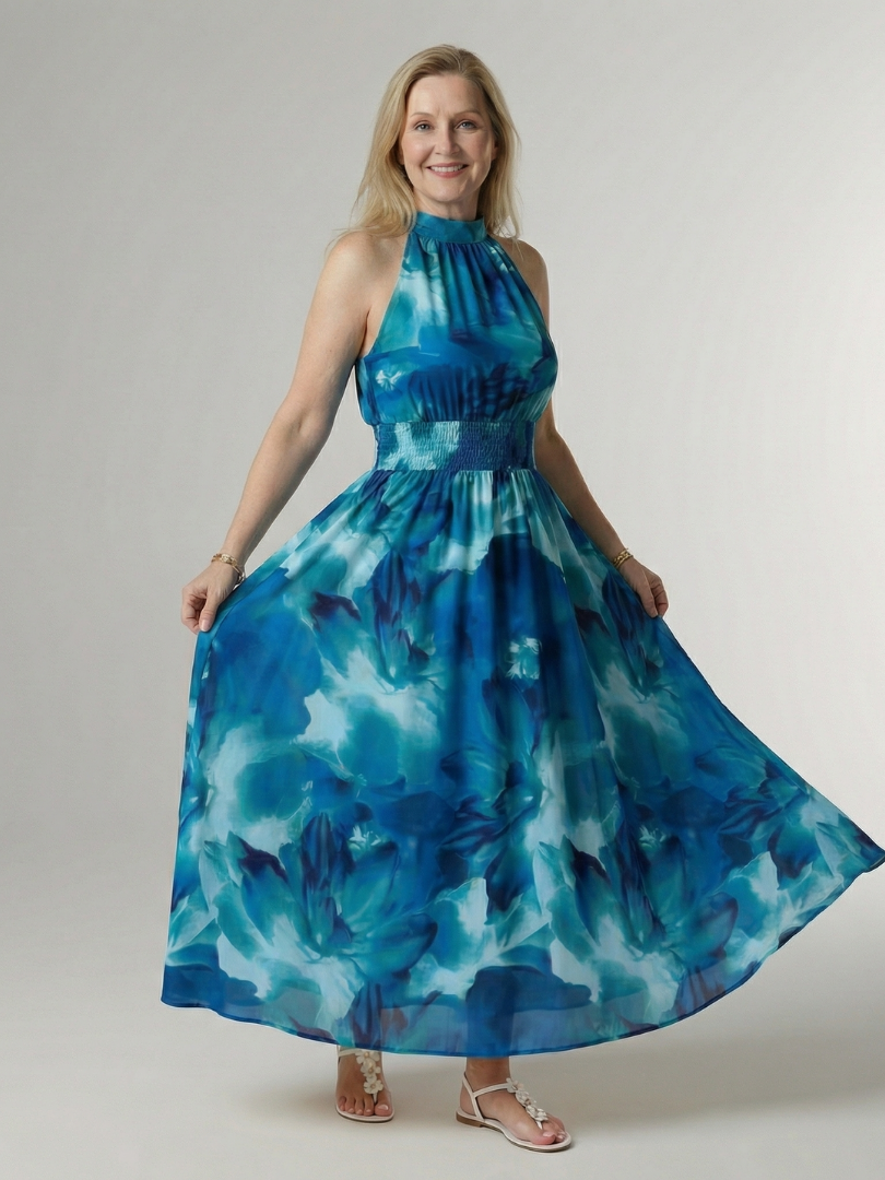 Sylin | Abito Midi con Scollo All’Americana e Vita Arricciata
