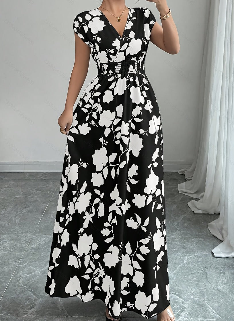 Daniela | Vestido floral largo con escote en V