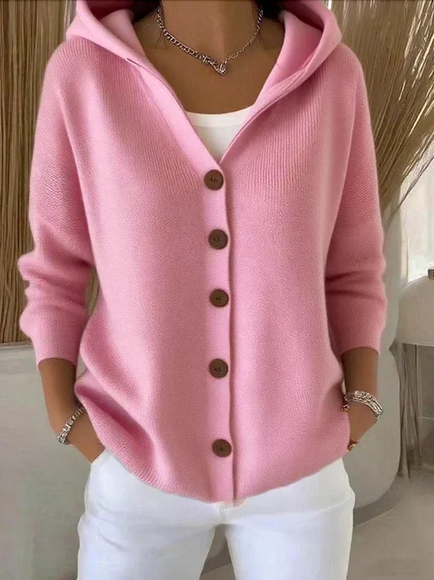 Sylvie™ | Cardigan lavorato a maglia con cappuccio e bottoni