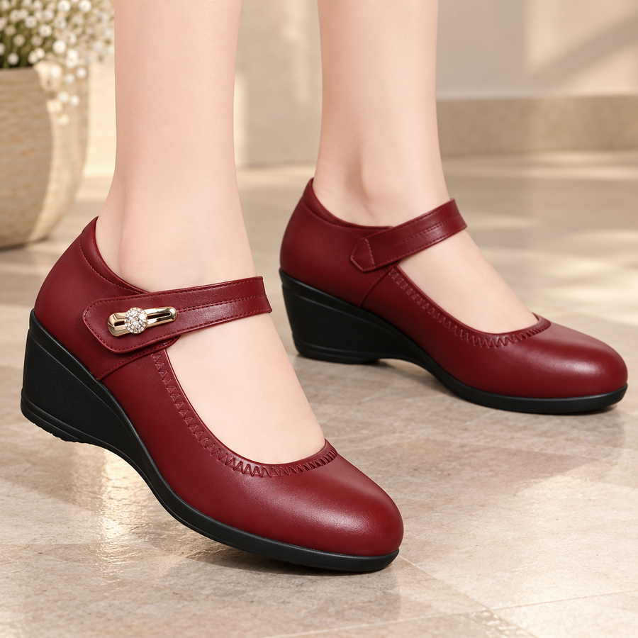 Theresa | Scarpe in pelle con zeppa e plantare ortopedico