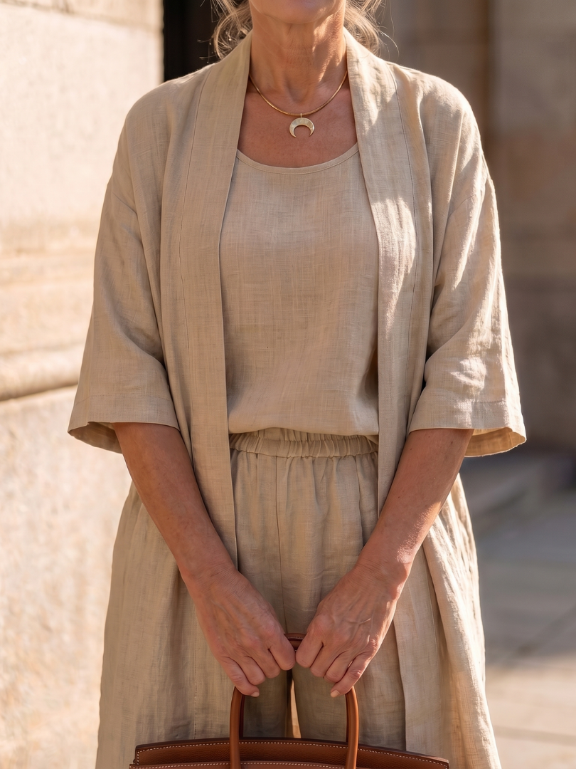 Renata | Set Relaxed a Tre Pezzi con Top e Pantaloni