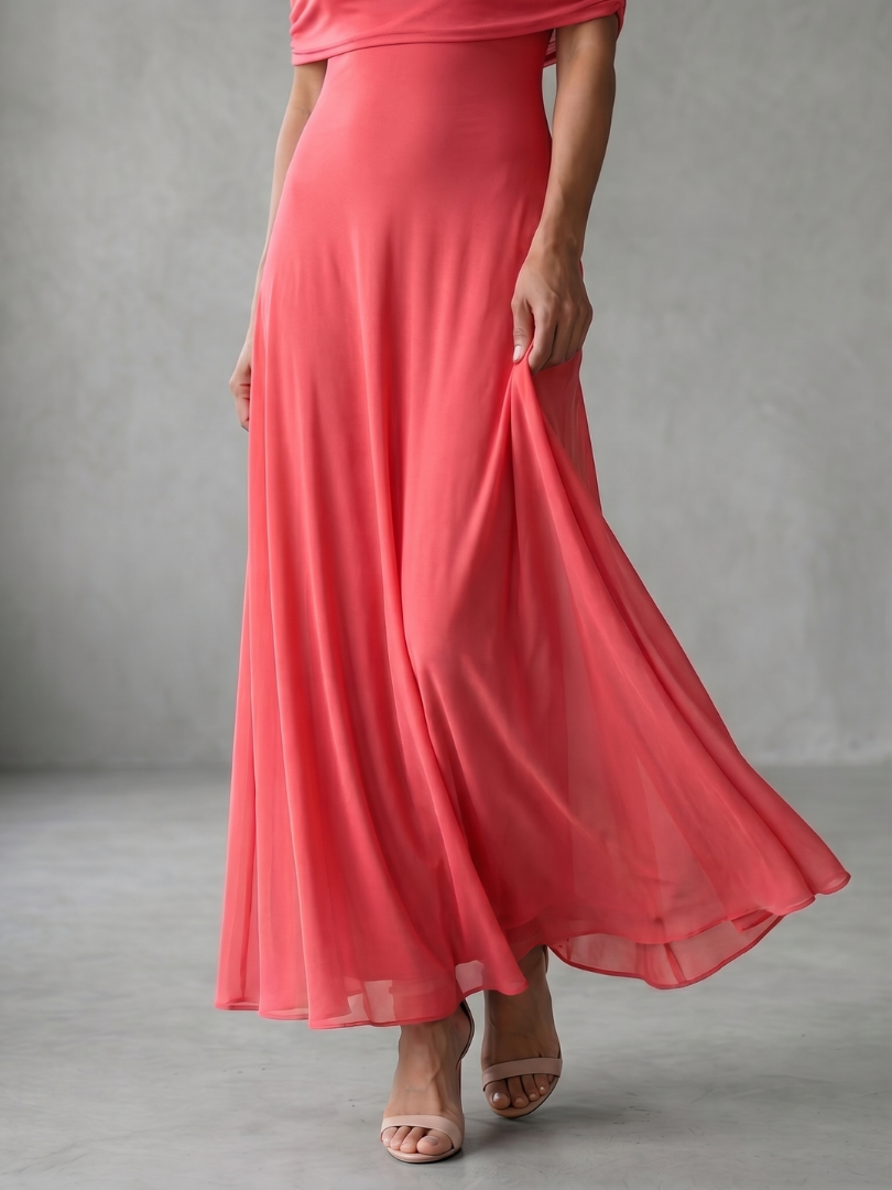 Giugno | Abito midi drappeggiato off-shoulder