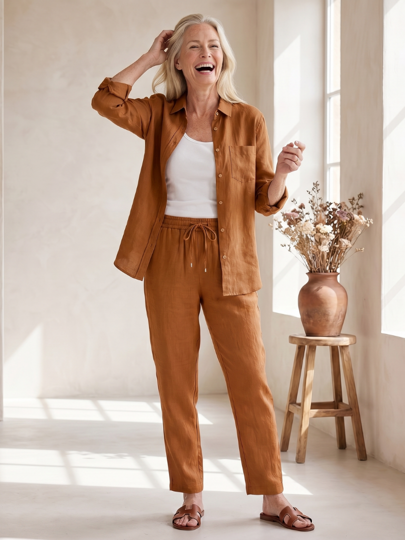 Nora | Completo Camicia a Maniche Lunghe e Pantaloni Affusolati