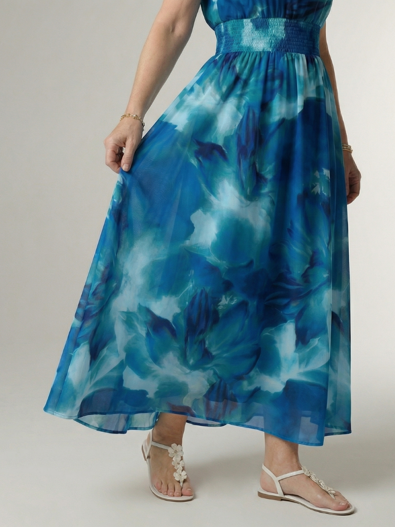 Sylin | Abito Midi con Scollo All’Americana e Vita Arricciata