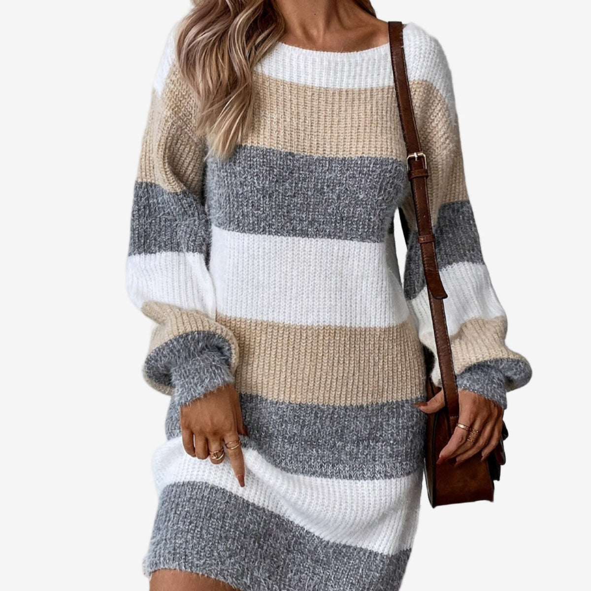 Elestte™ Abito in maglia a righe
