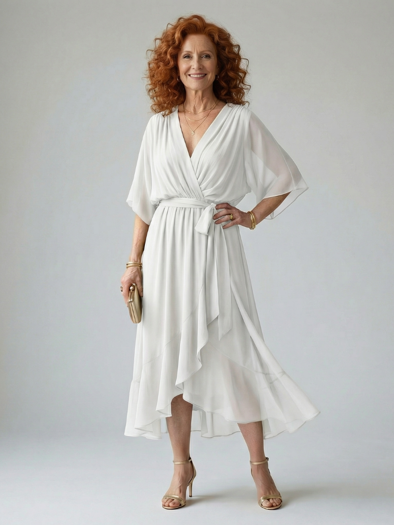 Rosalia | Abito Midi Drappeggiato Leggero