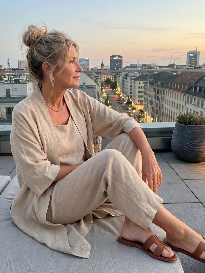 Renata | Set Relaxed a Tre Pezzi con Top e Pantaloni