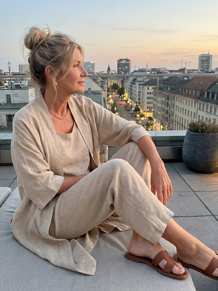 Renata | Set Relaxed a Tre Pezzi con Top e Pantaloni
