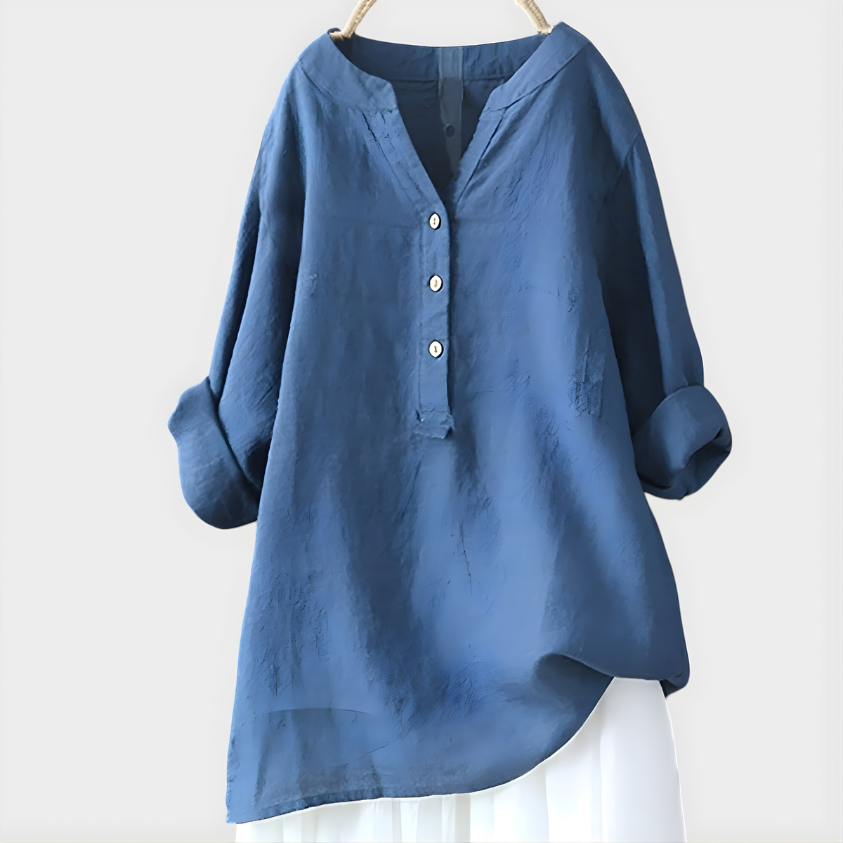 Lora | Blusa in cotone e lino con scollo a V