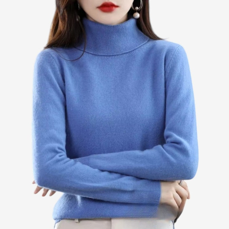 Kiara - Maglione a collo alto a maniche lunghe con orlo e polsini a costine | Facile da mettere e togliere | Taglie S–2XL | Blu, Verde, Bianco, Viola, Rosso, Grigio, Marrone, Kaki, Rosa, Arancione, Nero, Azzurro