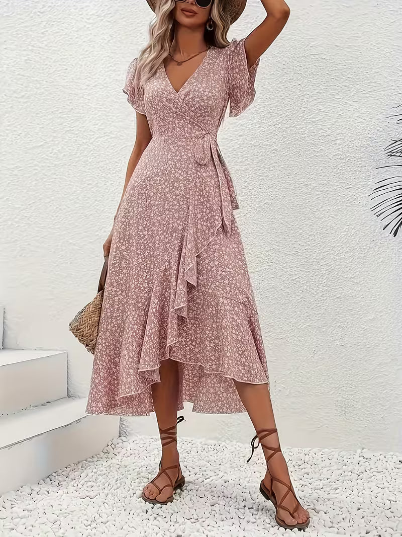 Marta | Vestido floral cruzado con escote en V
