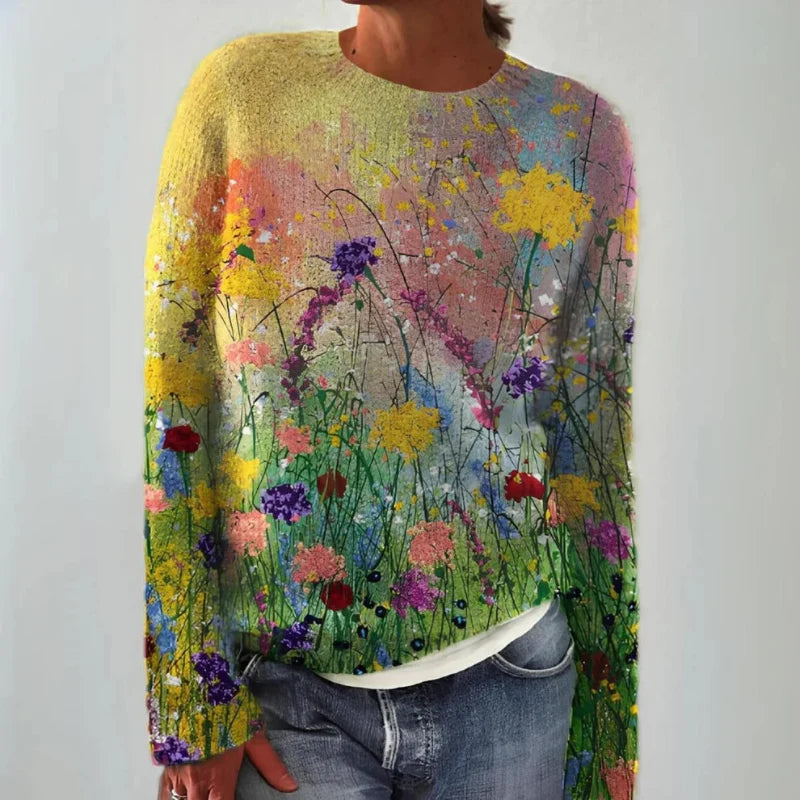 Grace – Maglione stampato con vestibilità rilassata e scollo rotondo