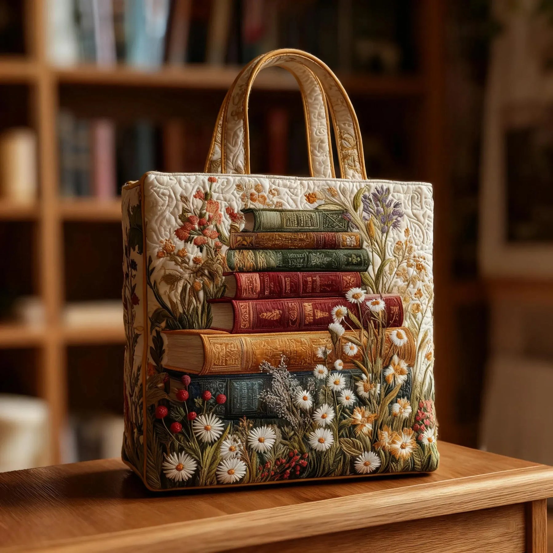 Lilla - Borsa Tote Trapuntata Floreale