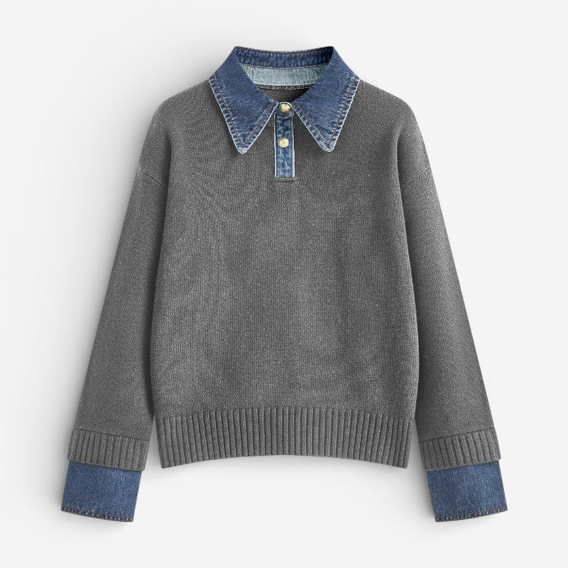 Clara – Maglione con maniche lunghe, colletto e bottoni