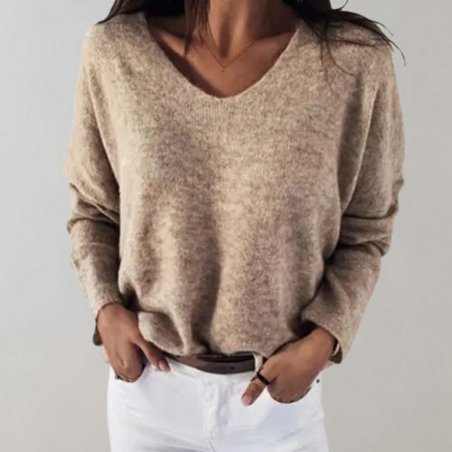 Isla – Maglione oversize con scollo a V e maniche lunghe