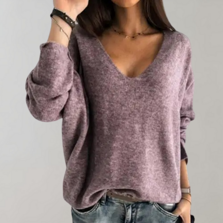 Isla – Maglione oversize con scollo a V e maniche lunghe