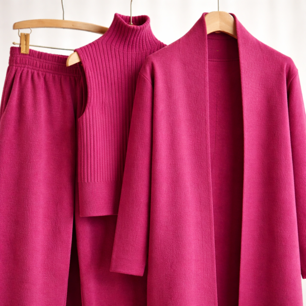 Magenta | Completo Tre Pezzi in Maglia Morbida
