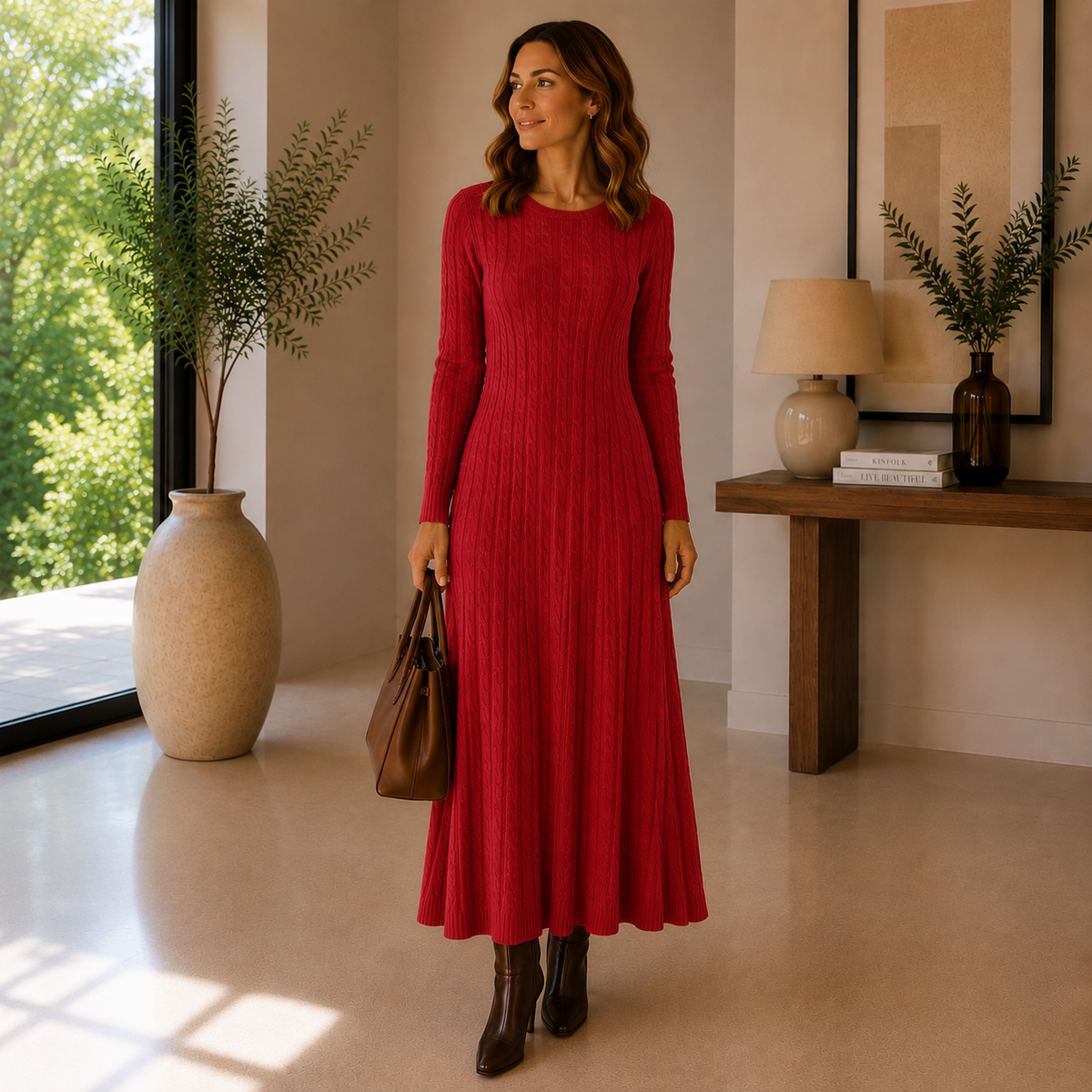 Elara™ - Abito Maxi in Maglia a Trecce