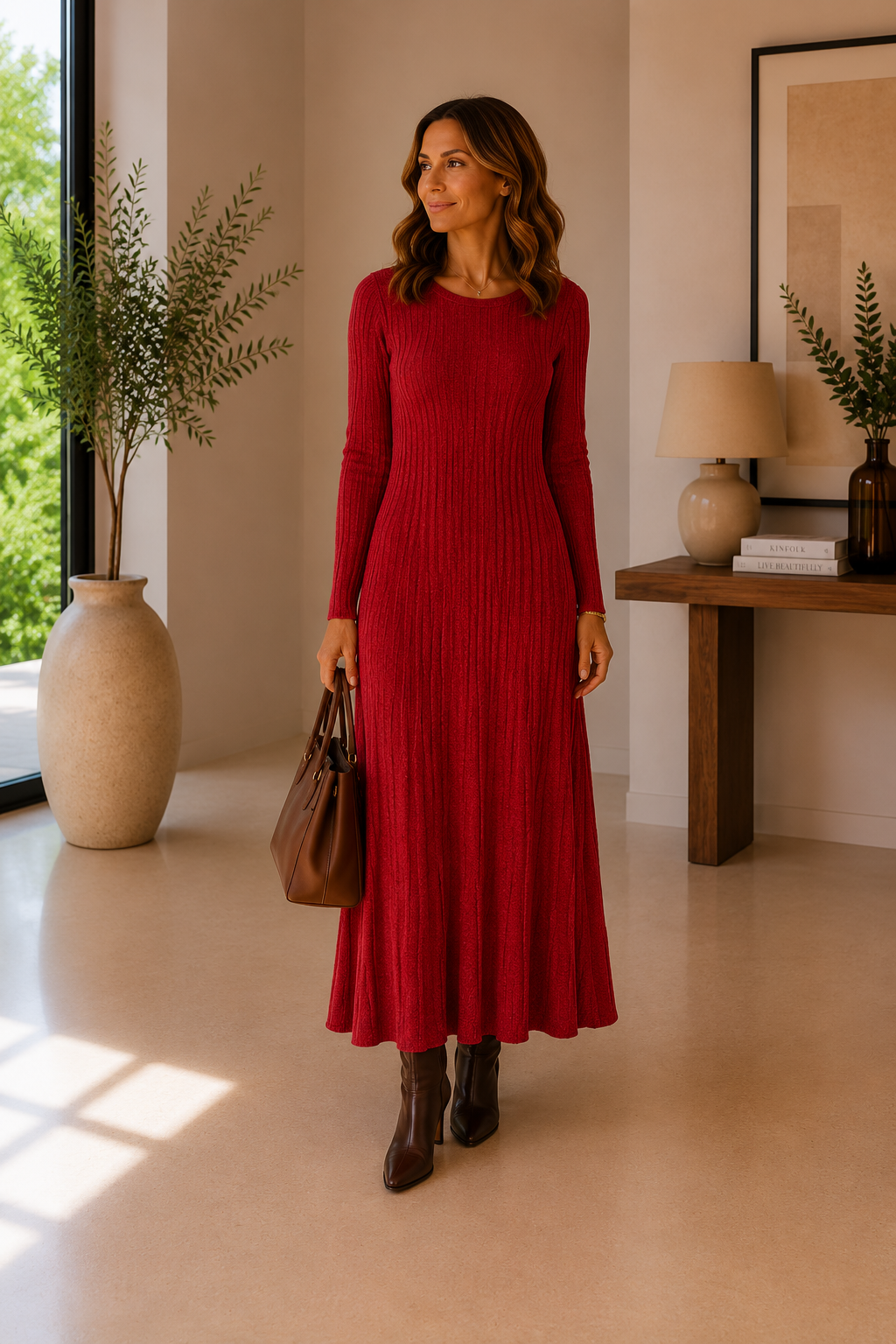 Elara™ - Abito Maxi in Maglia a Trecce