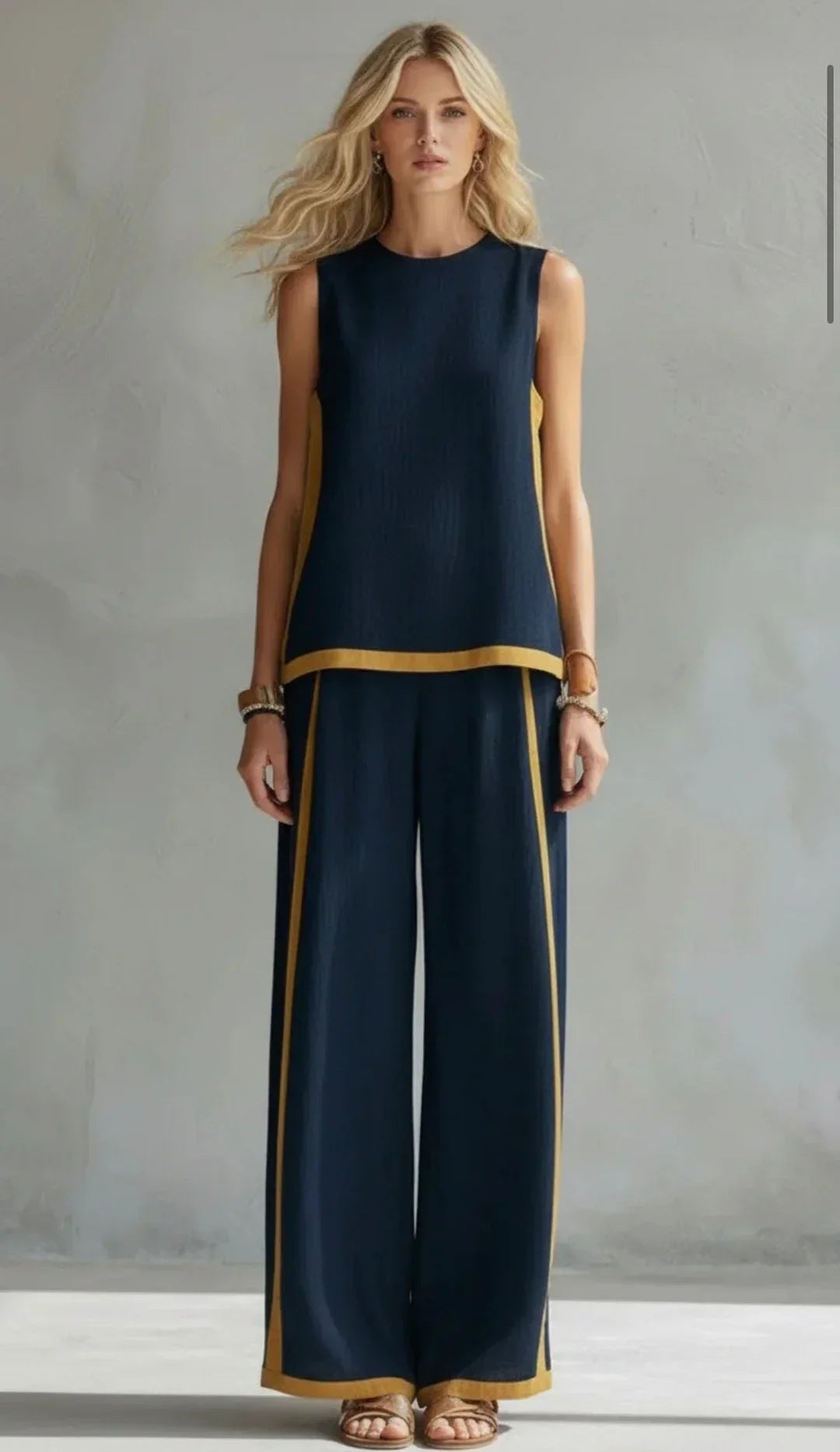 Ursula - Set elegante e casual di gilet e pantaloni con finiture bicolore