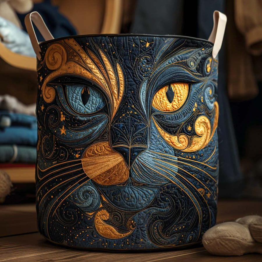 Gatto Stellato | Cesto Portabiancheria Trapuntato
