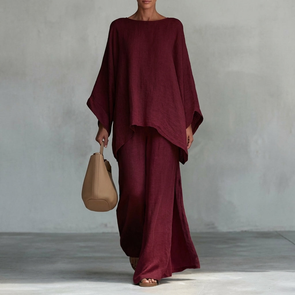 Cristina | Set due pezzi con maniche lunghe e pantaloni larghi
