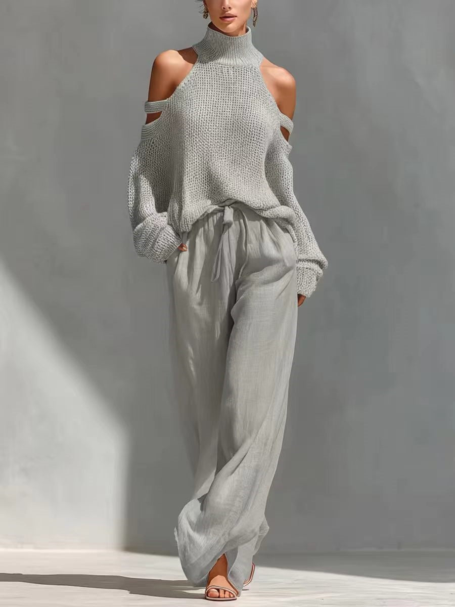 Set di maglia e lino alla moda