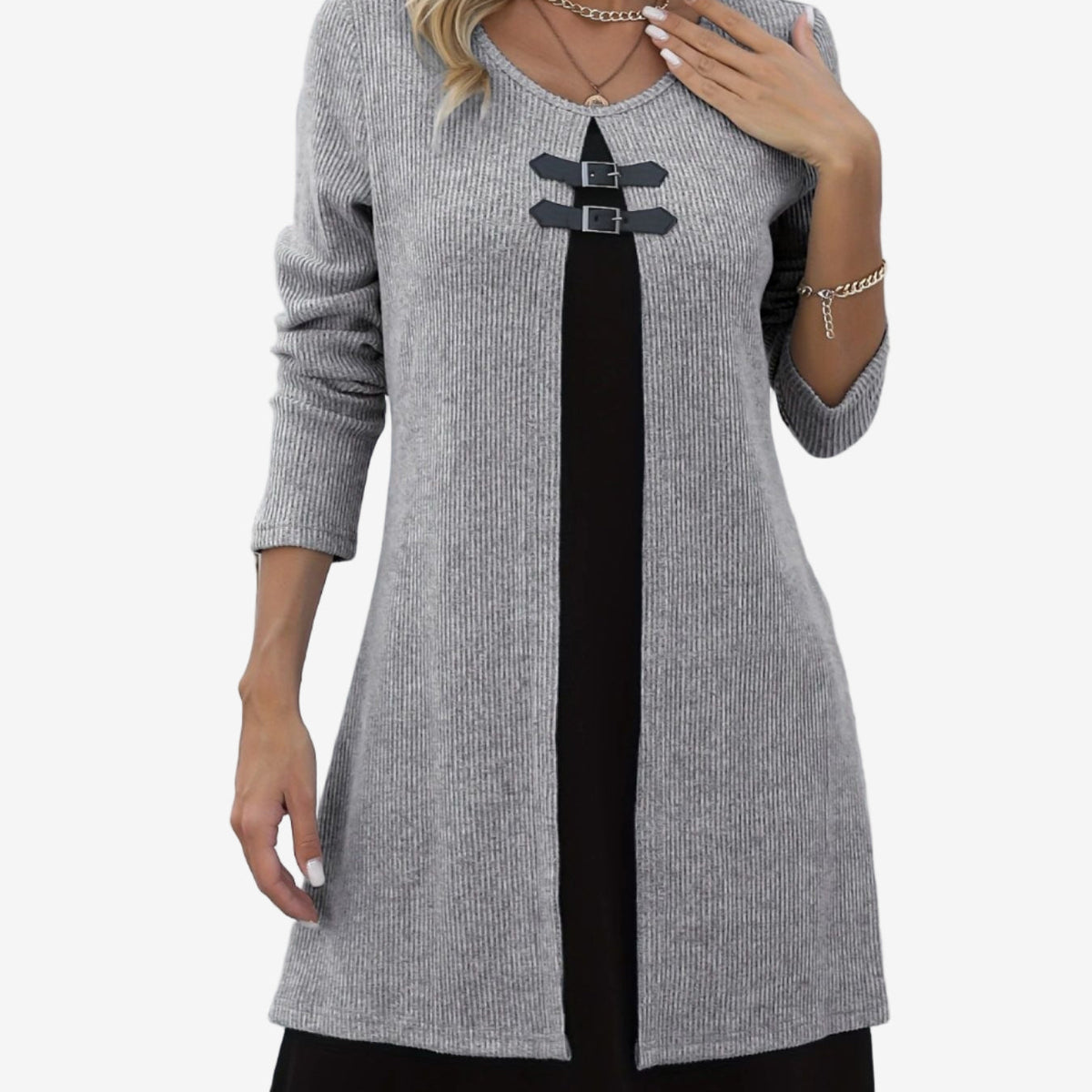 Elora™ Abito in maglia chic con contrasto