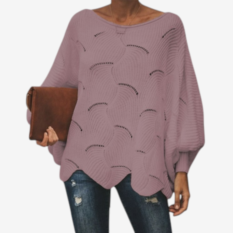 Maglione oversize da donna con lavorazione a maglia traforata
