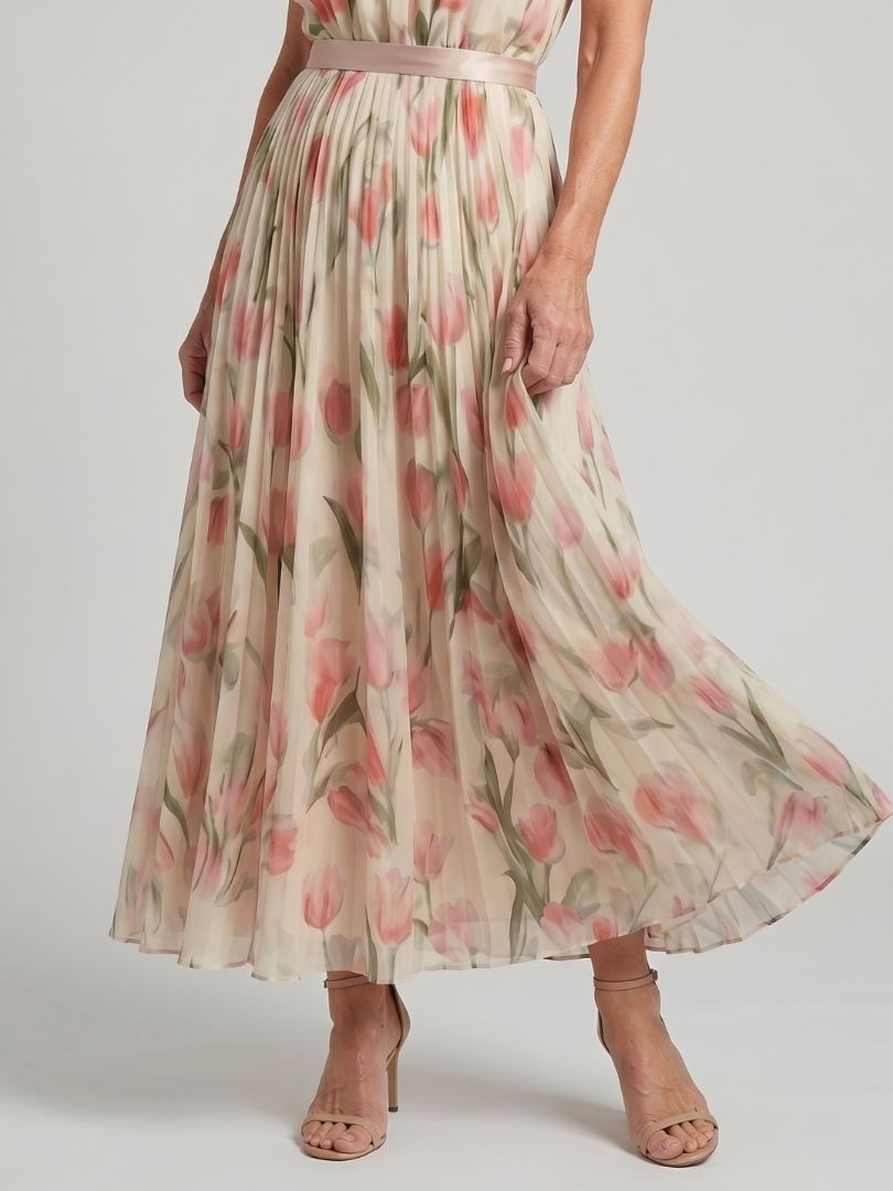 Aurelle | Abito Midi Floreale con Scollo Halter