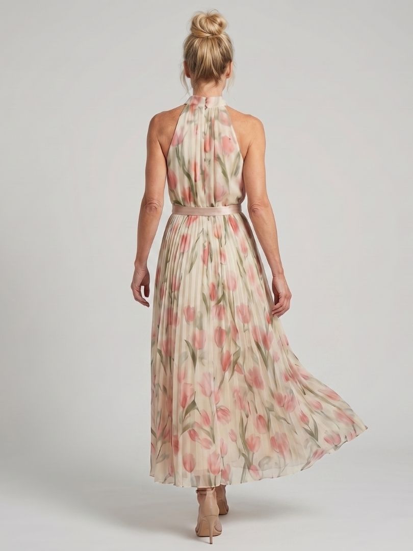 Aurelle | Abito Midi Floreale con Scollo Halter