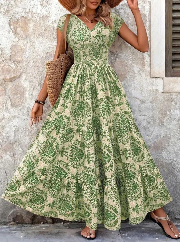 Lorena | Vestido maxi barroco con escote en V