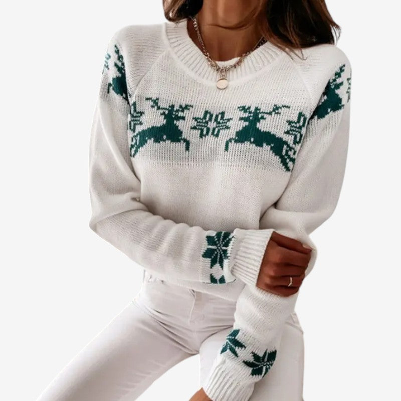 Amelia – Maglione a maniche lunghe con stampa e scollo rotondo