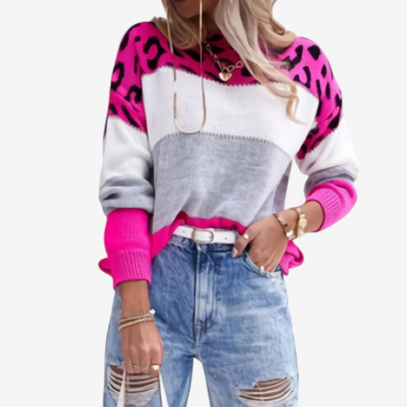 Maglione Oversize Stampato da Donna con Scollo Girocollo