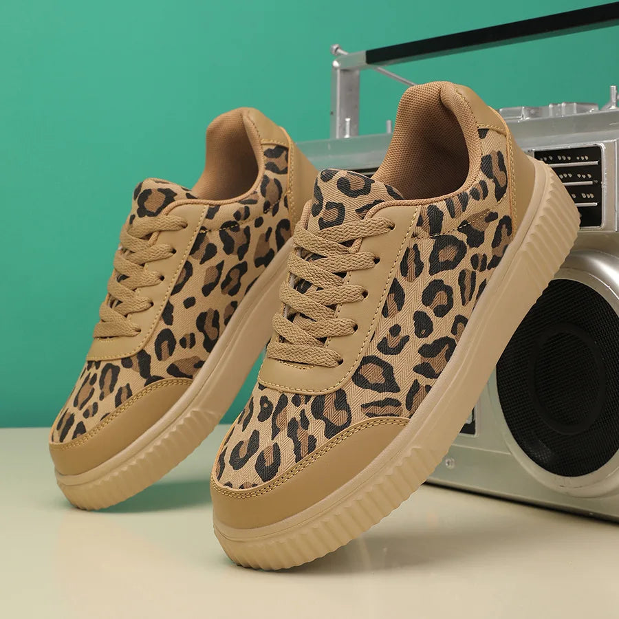 Lelia | Sneakers Platform in Tela con Dettagli Leopardati