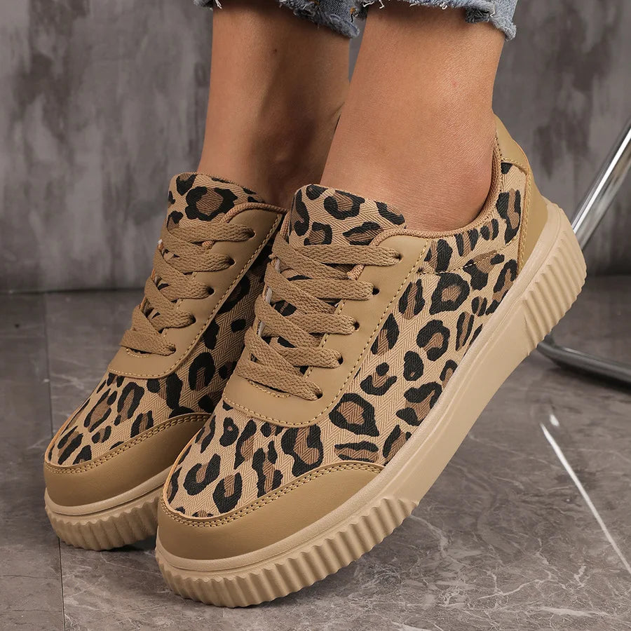 Lelia | Sneakers Platform in Tela con Dettagli Leopardati